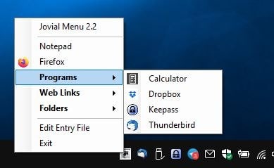 Create custom shortcuts, organize them into folders and access it all from the system tray with Jovial Menu