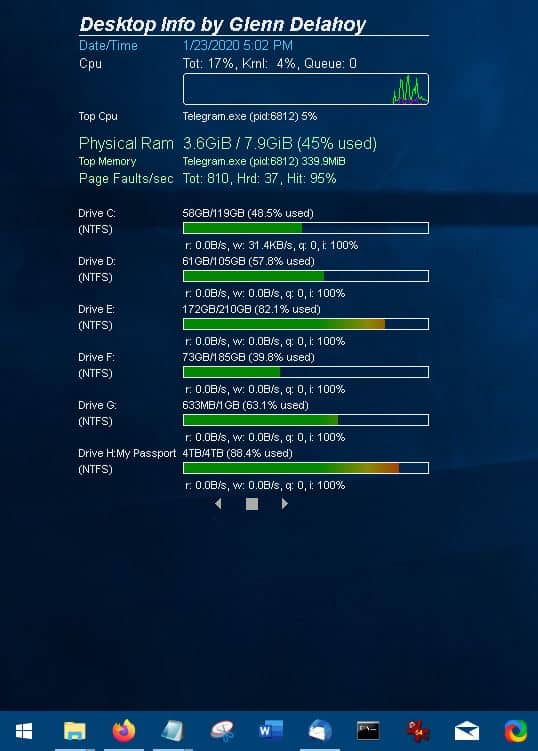 Desktop Info is a free system monitoring widget for Windows