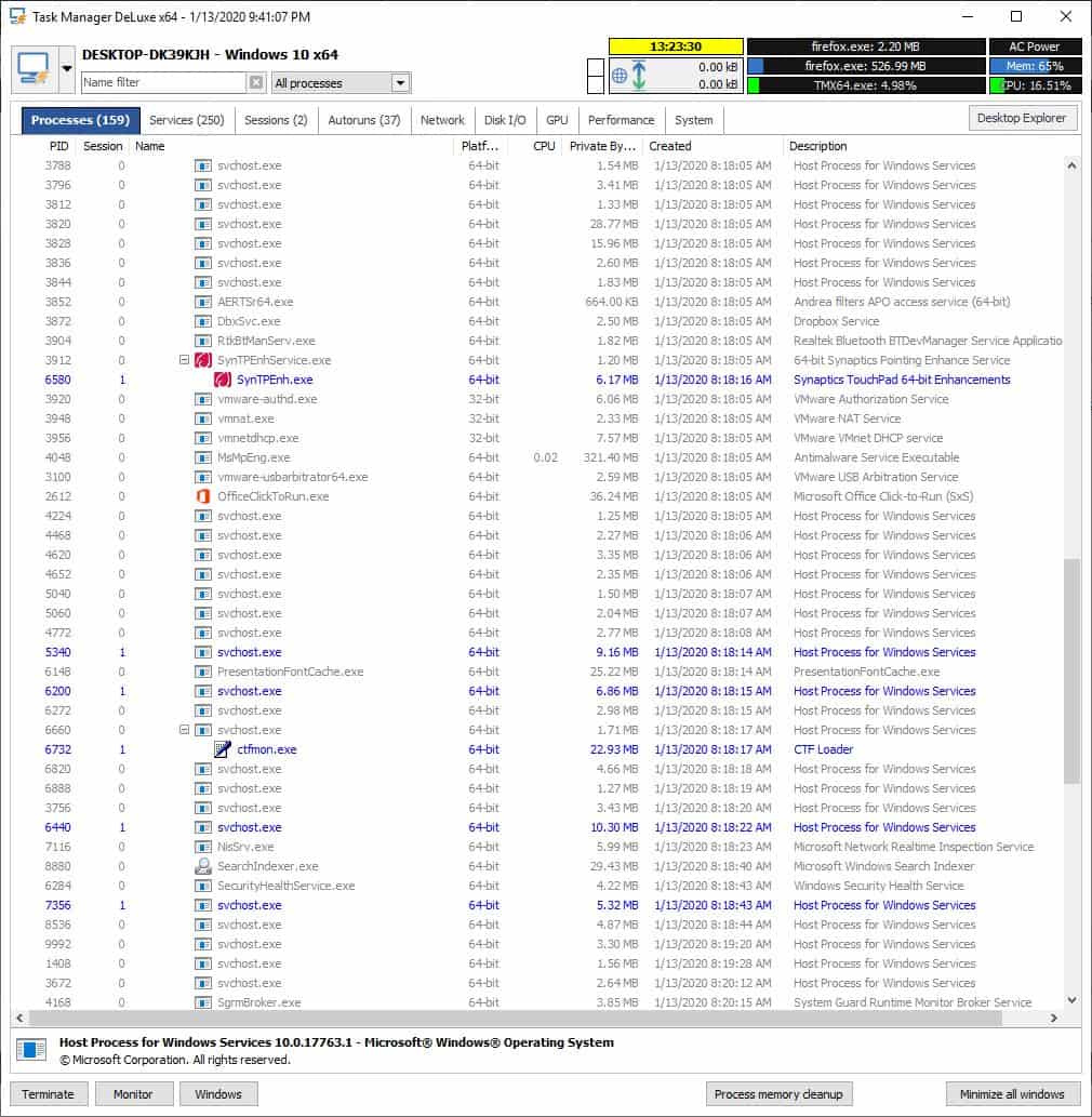 MiTec Task Manager DeLuxe is a free process manager with advanced monitoring options