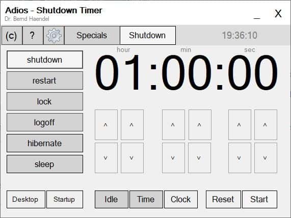 Schedule your computer to shut down, restart, sleep with Adios - Shutdown timer for Windows