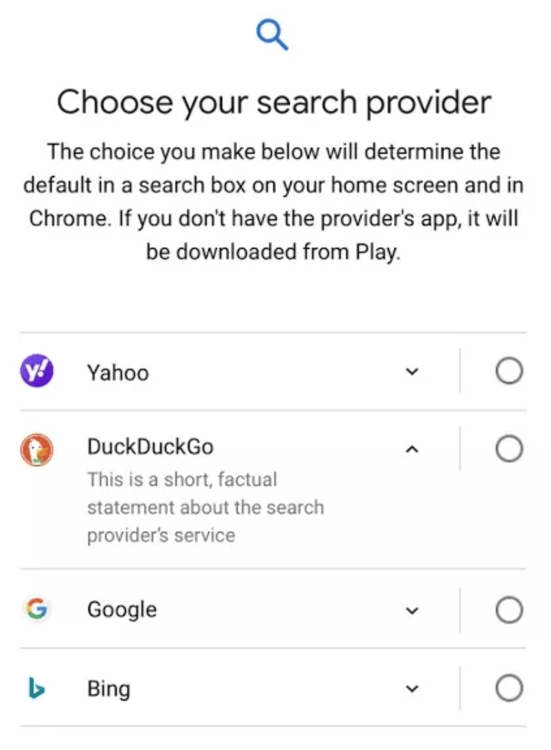 choose-search provider google android