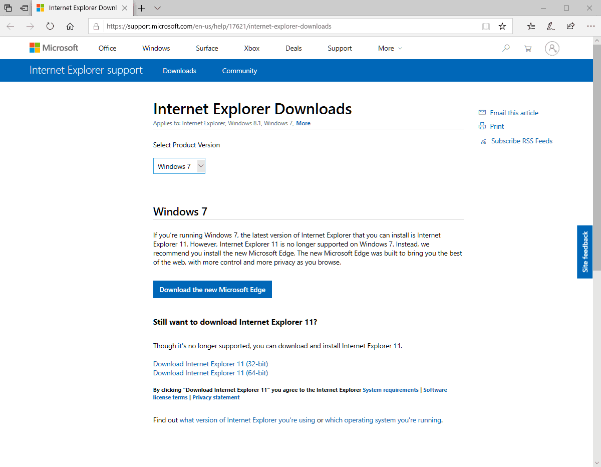 Internet Explorer 11 on Windows 7 is no longer supported