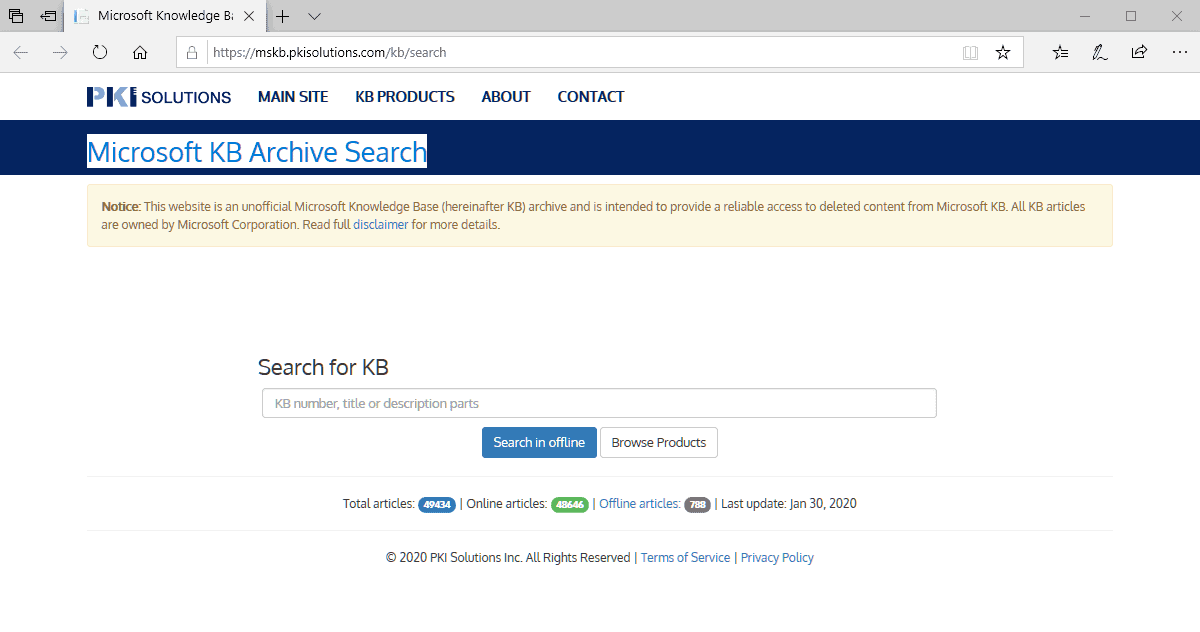 microsoft kb archive search