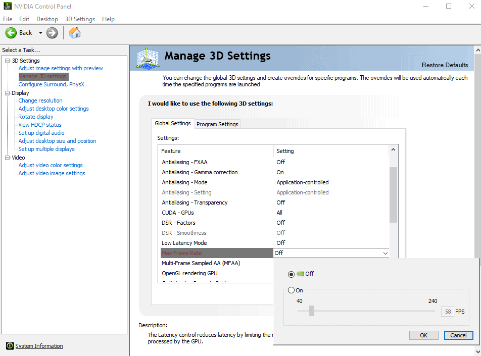 nvidia sürücü sınırı fps