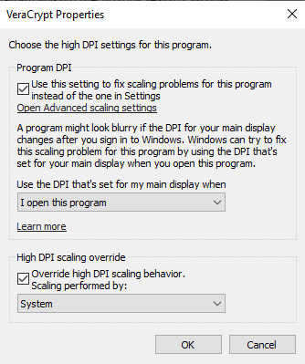 windows properties dpi scaling