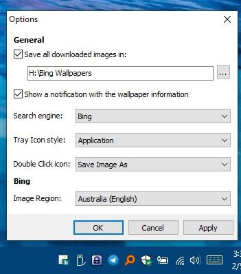 BingSnap options