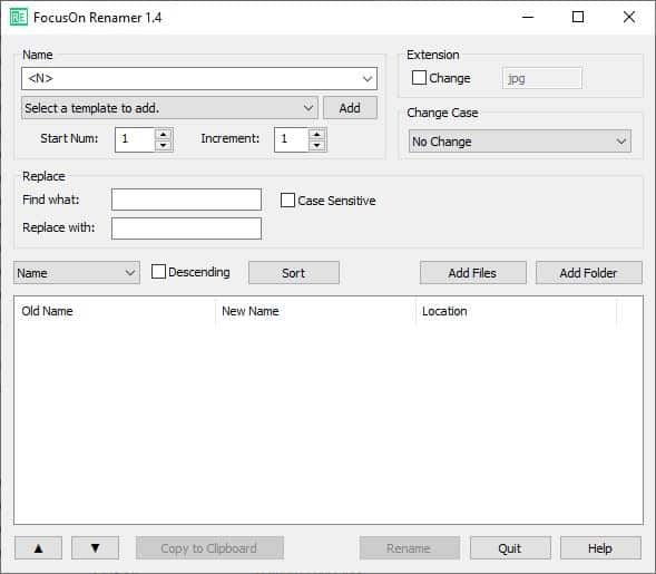 FocusOn Renamer is a simple and free batch file renaming tool for Windows