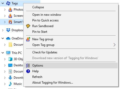 Tagging for Windows - Tags sidebar