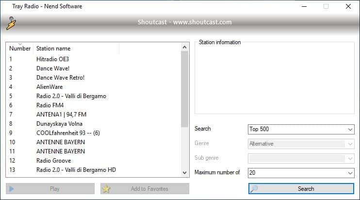 Tray Radio Shoutcast Search