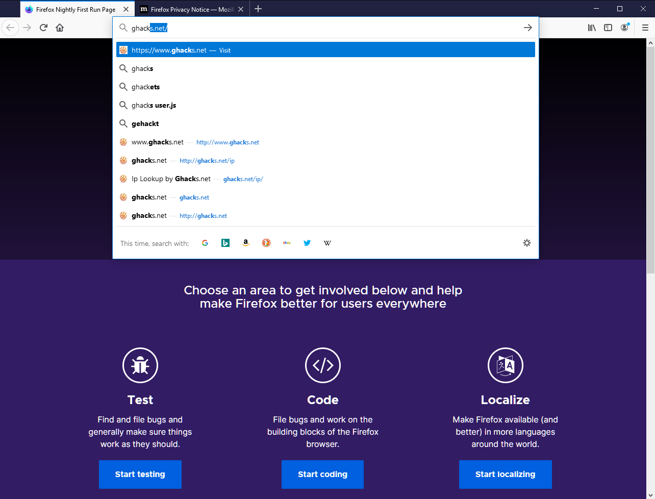 Firefox 75 drops HTTPS and WWW from address bar results