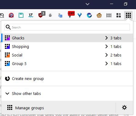 simple tab groups toolbar menu