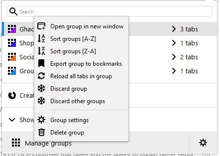 simple tab groups toolbar right-click menu