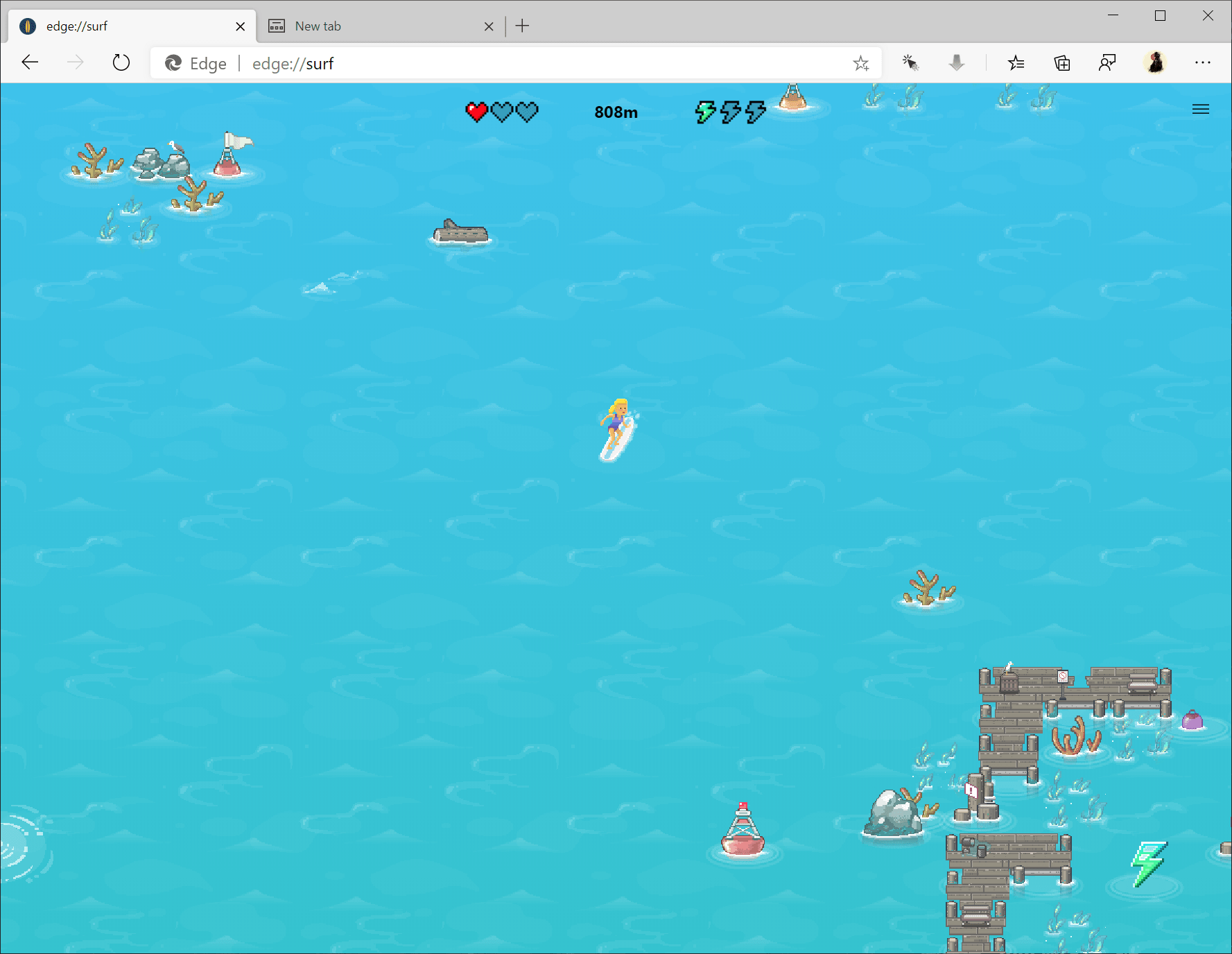 Microsoft Has a Surfing Version of the Google No Internet Dinosaur Game