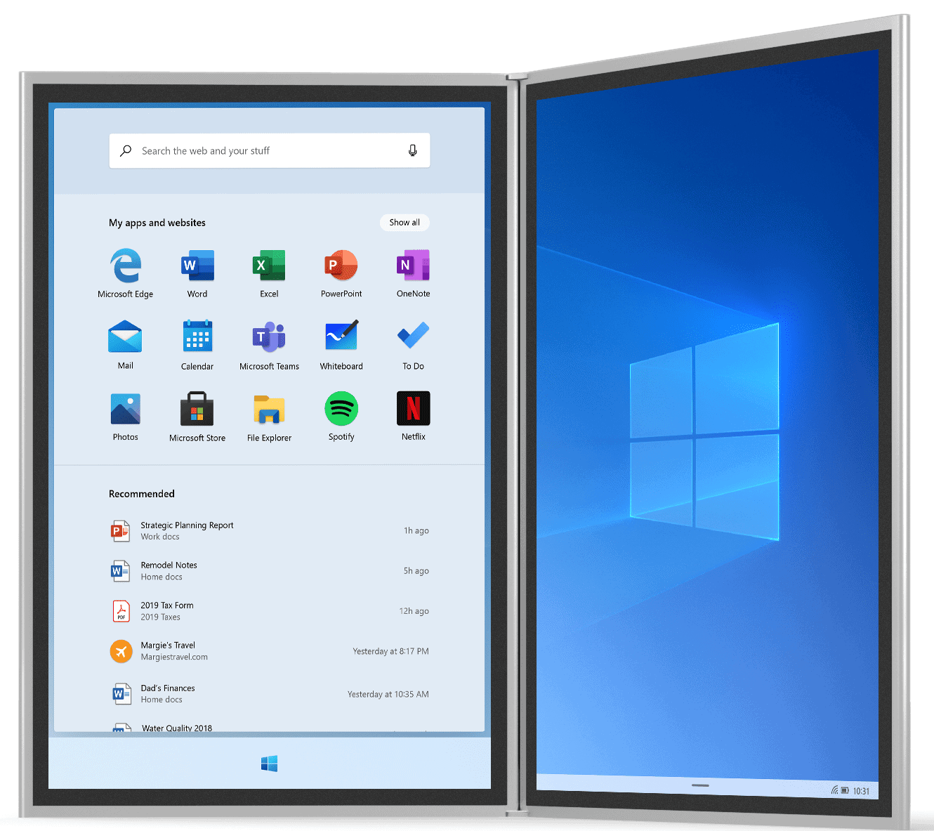 windows 10x start menu