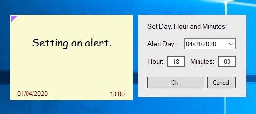 Alarm Stickies 3 set an alert