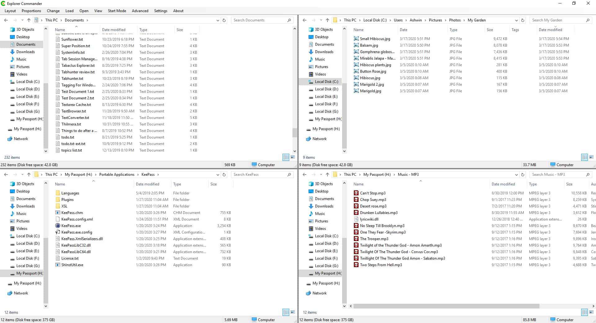 Explorer Commander is a freeware file manager that supports quad or dual panes