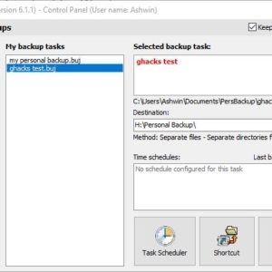 Personal Backup is a freeware file backup tool for Windows