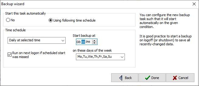 Personal Backup scheduled task