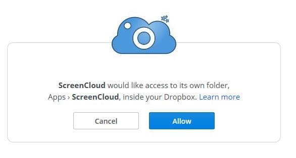 ScreenCloud cloud service dropbox