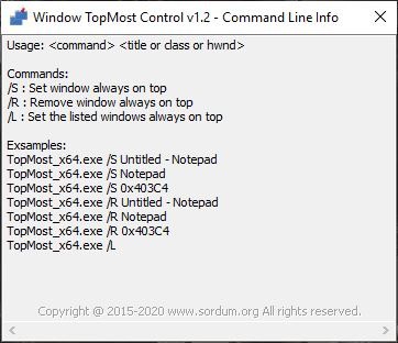Windows Topmost Control commandline