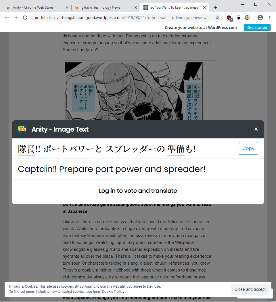 anity translate japanese manga chrome