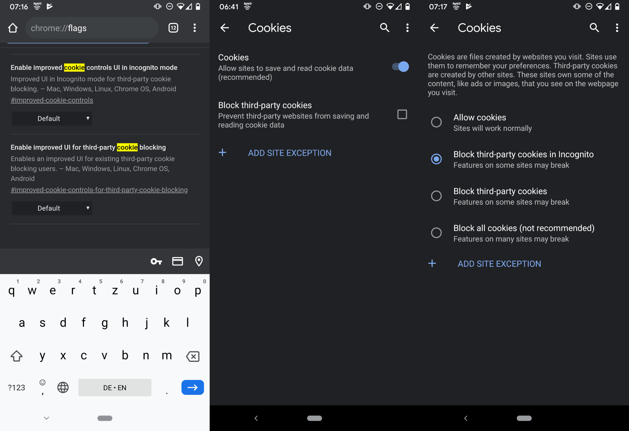 google-chrome android cookie changes