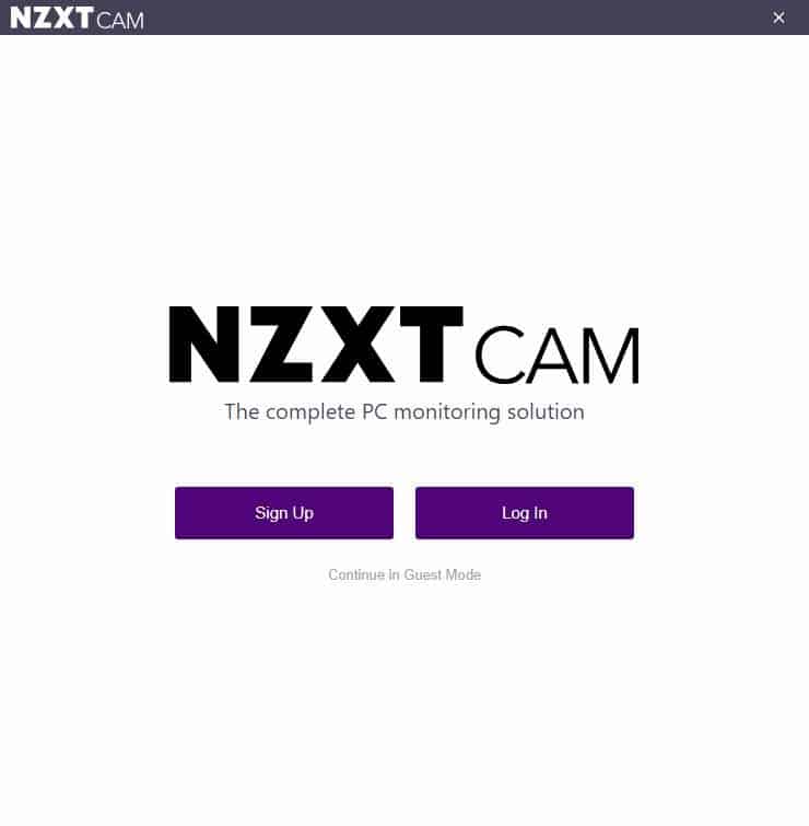 nzxt cam optional login
