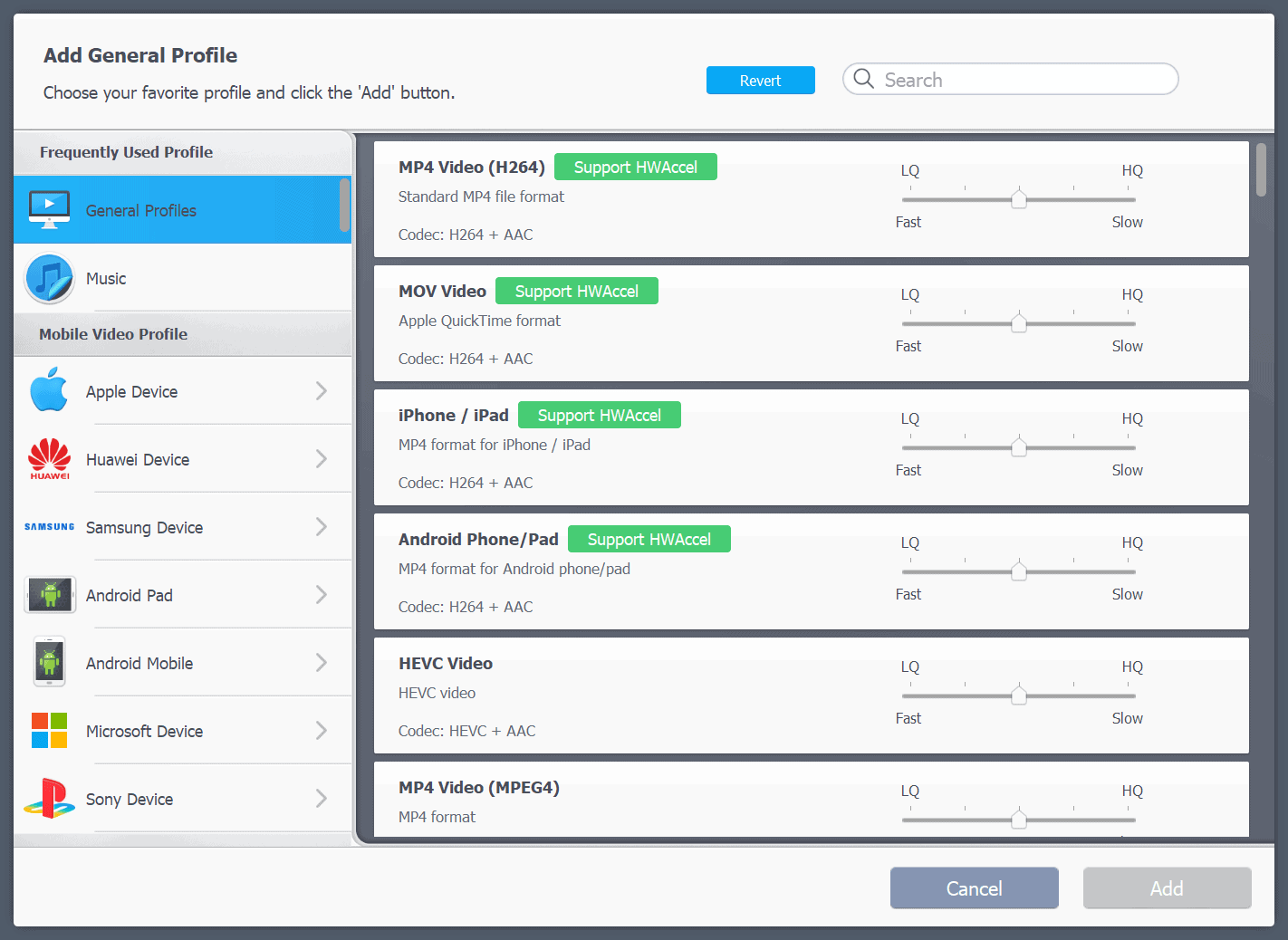 output formats