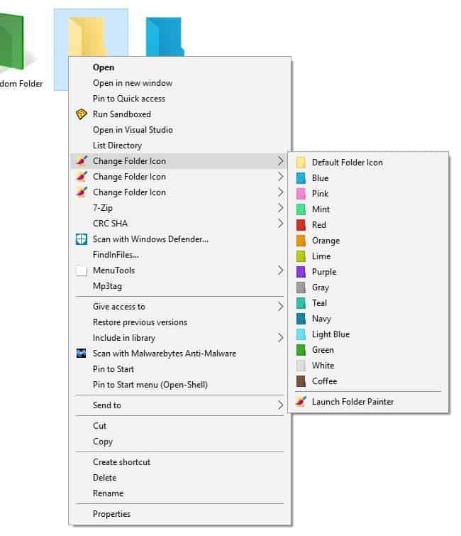 Folder Painter context menu names