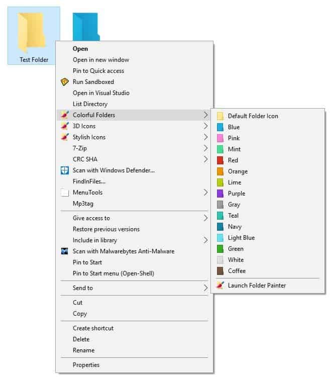 Folder Painter context menu renamed