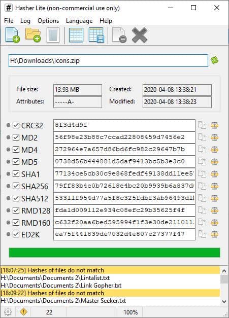 Hasher Lite is a free file hashing tool for Windows