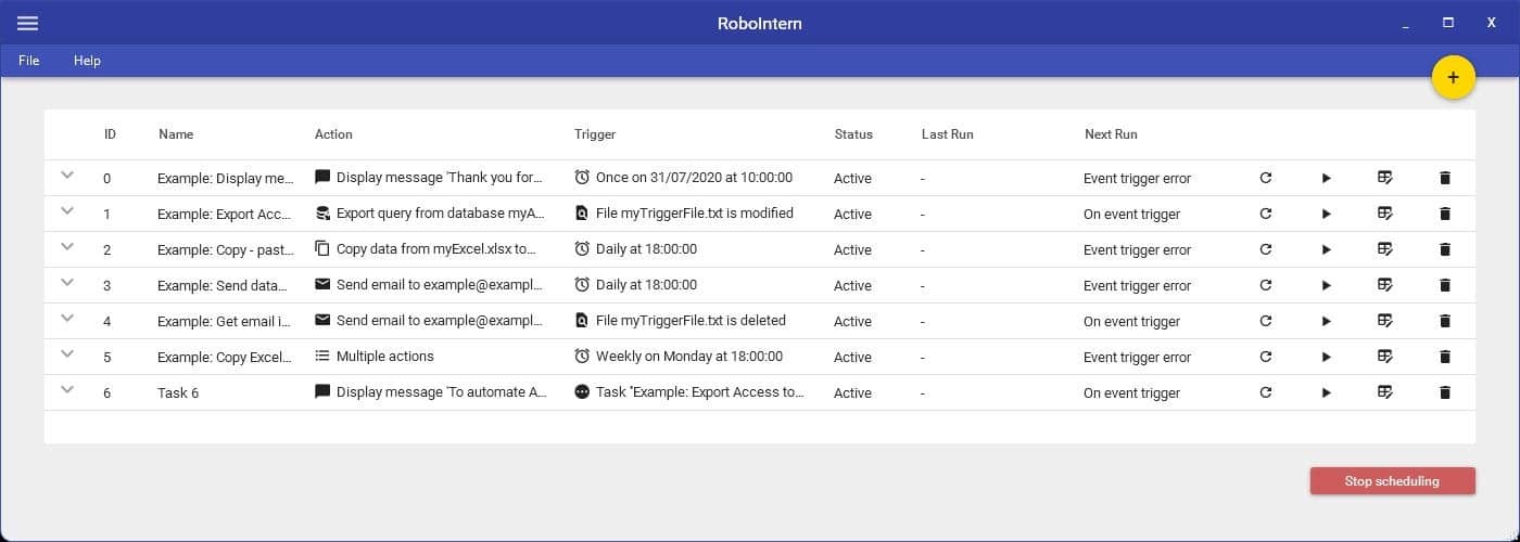 RoboIntern is a free program that can be used to create tasks and automate them