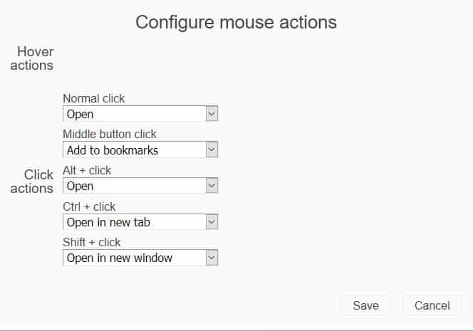 Sidebar+mouse actions