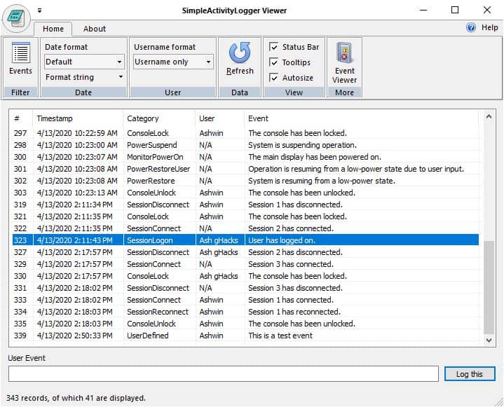 Keep track of your computer usage with SimpleActivityLogger