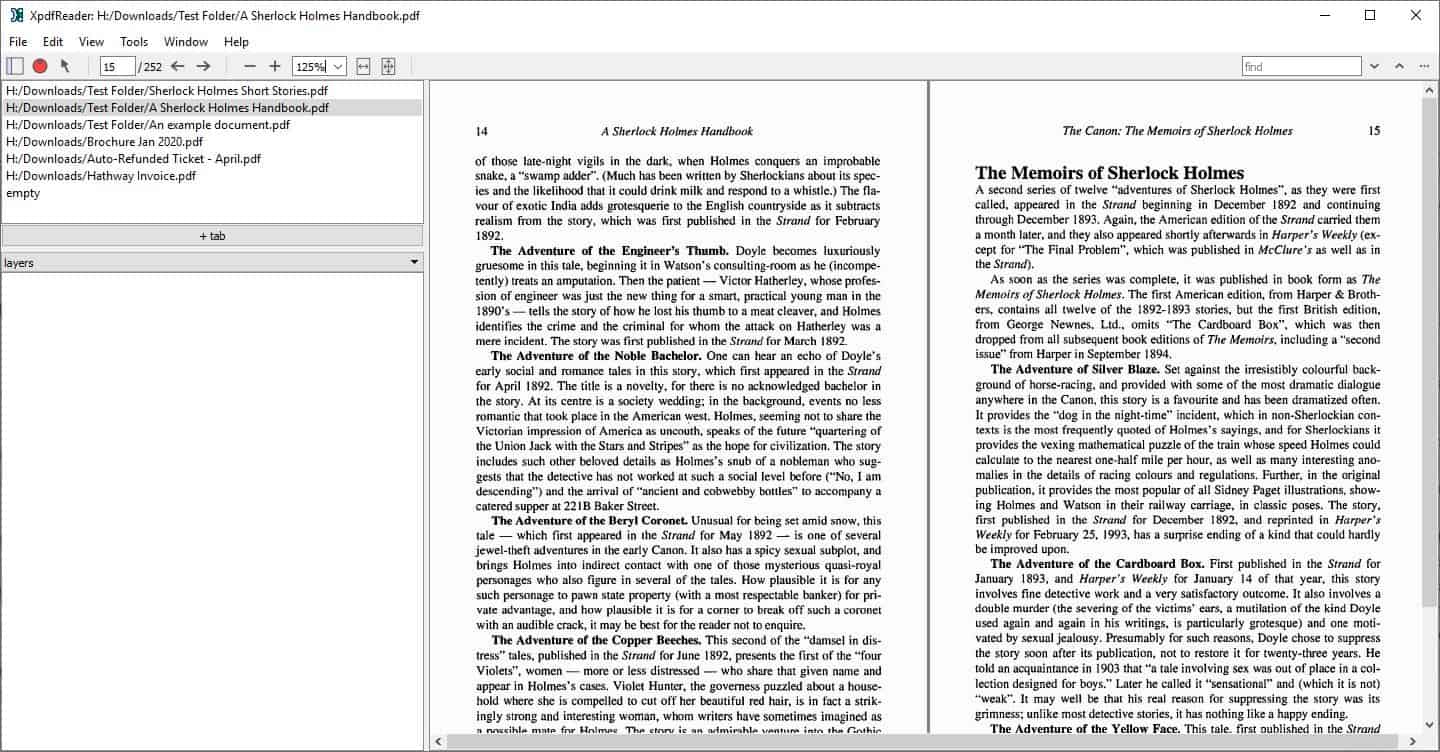 XpdfReader is an open source PDF reader for Windows and Linux