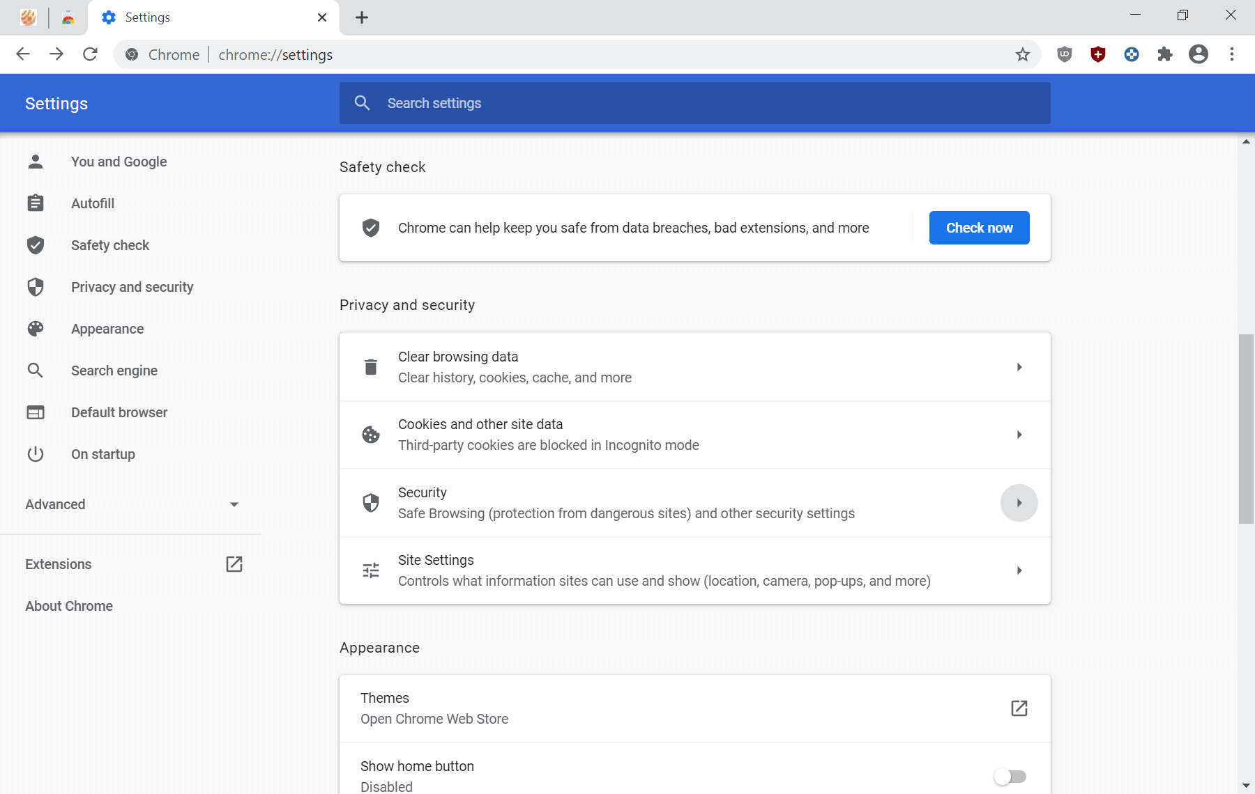 chrome 83 privacy settings