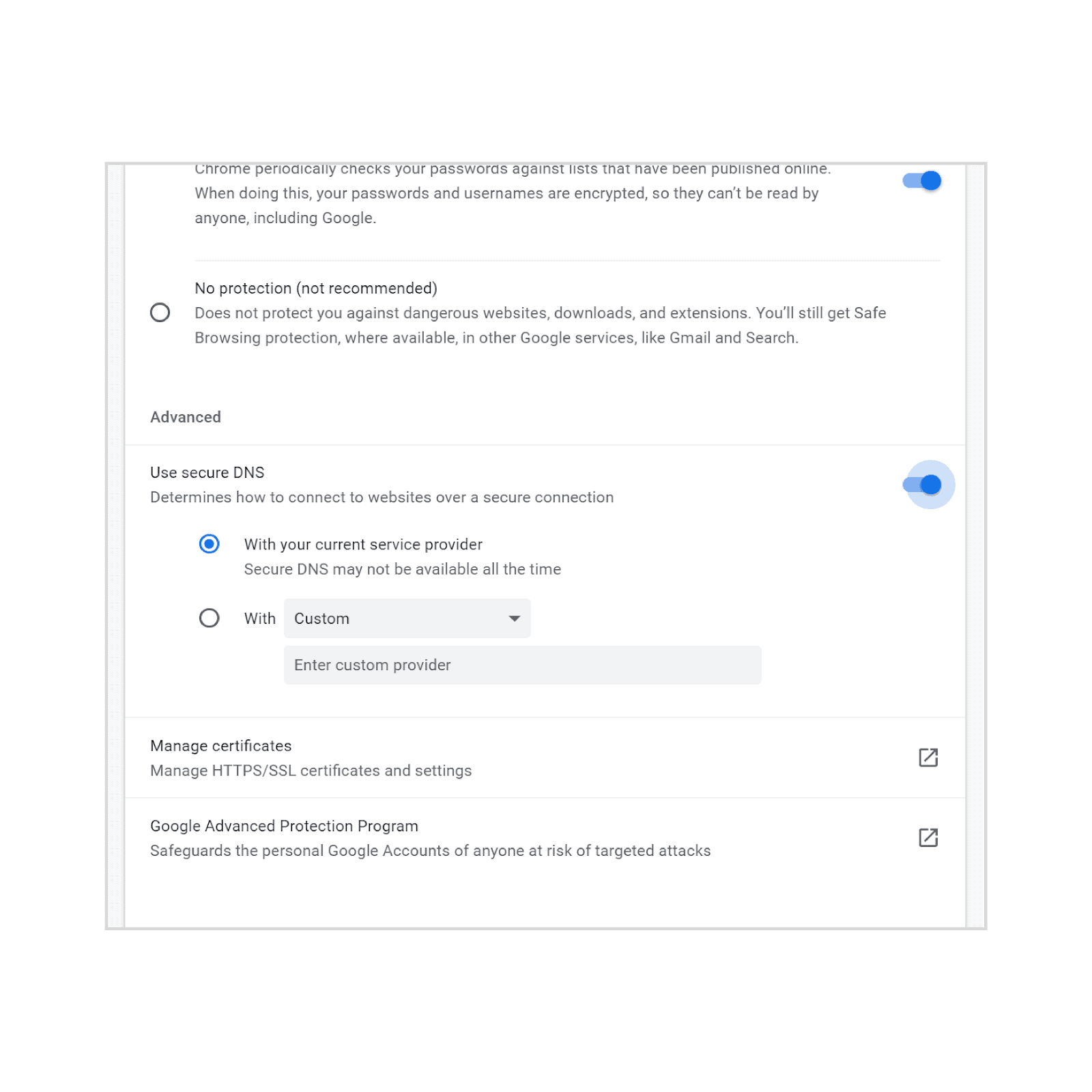 chrome use secure dns