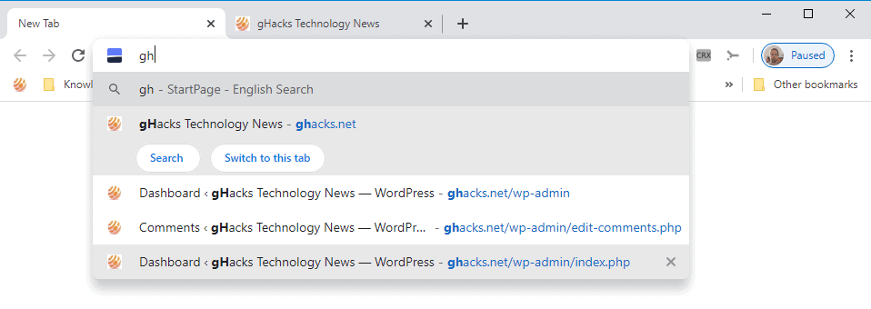 google-chrome-delete suggestions address bar