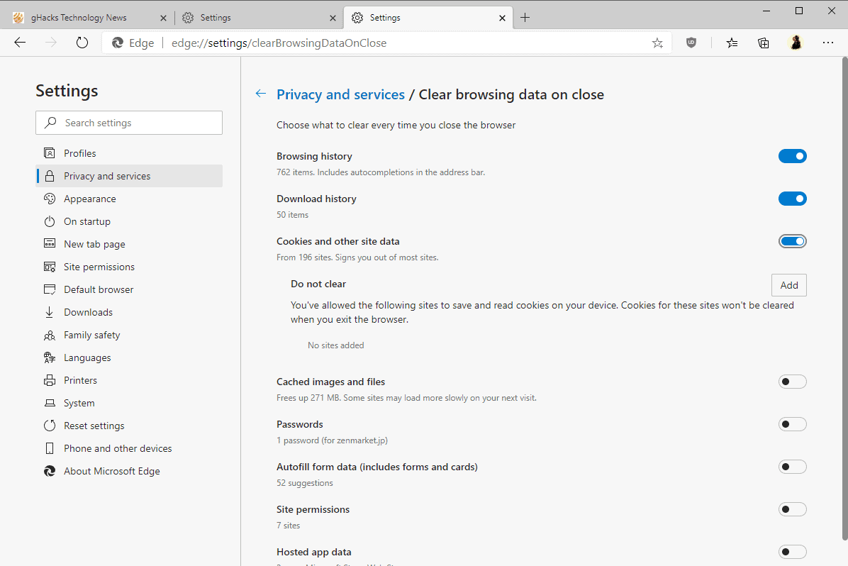 microsoft edge clear cookies