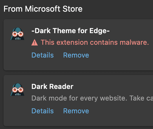 microsoft store-extension contains malware