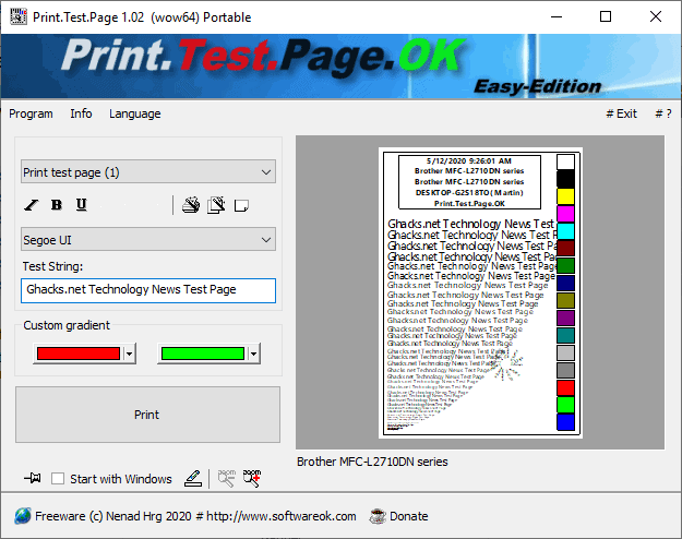 print test page windows