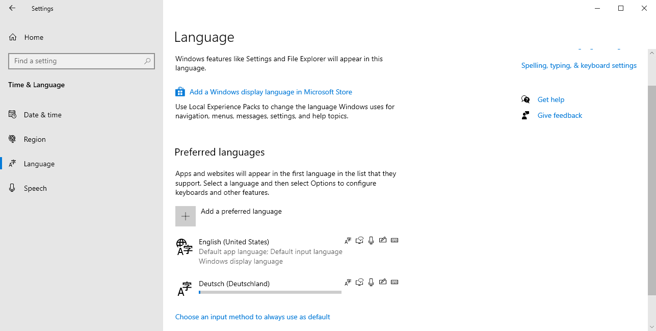 windows 10 add language