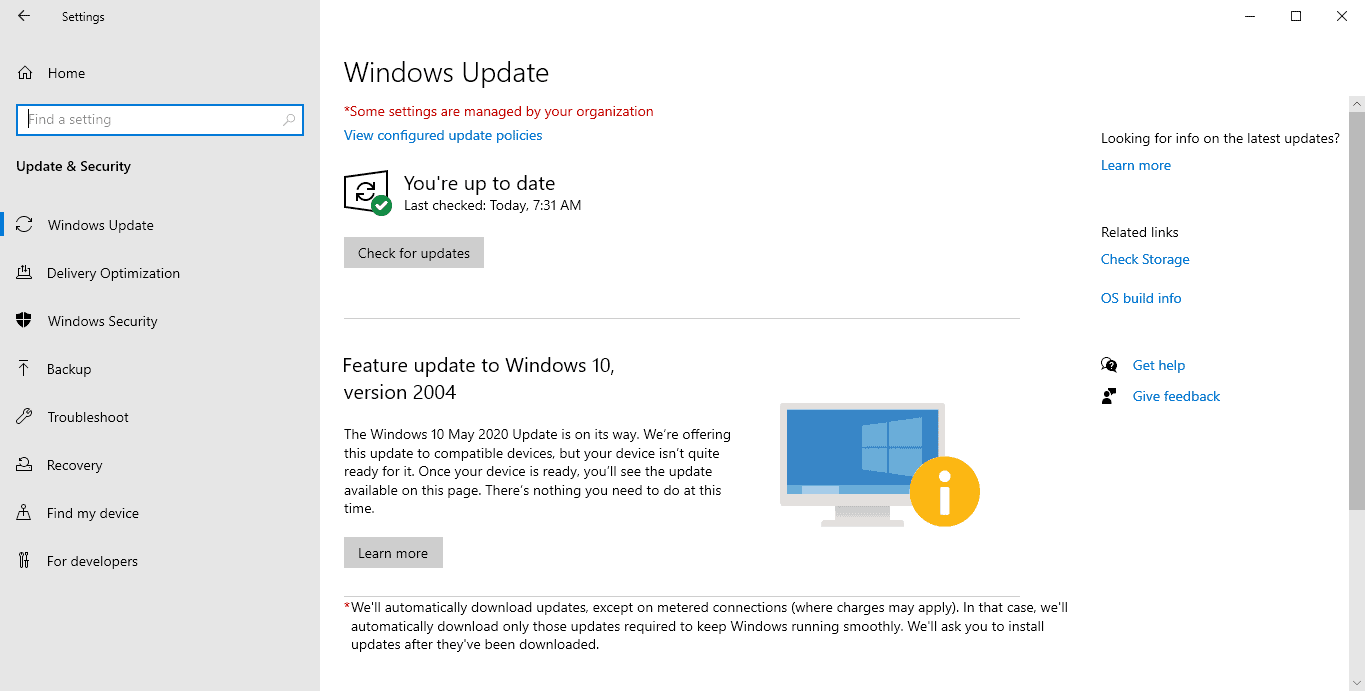 windows 10 feature update 2004