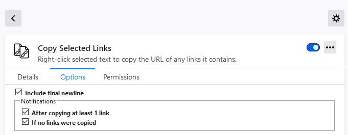 Copy Selected Links options