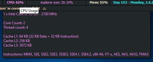 MiTec InfoBar CPU Usage