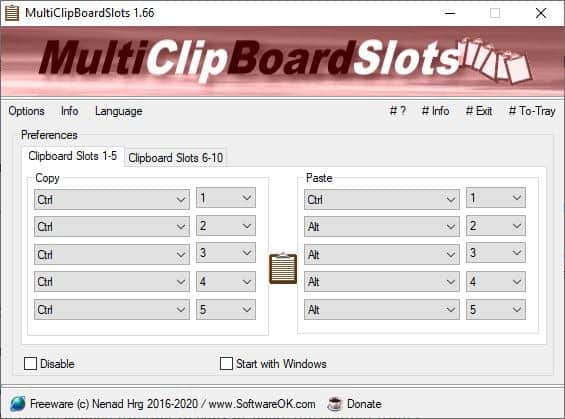 MultiClipBoardSlots single shortcut