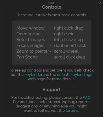 PureRef controls