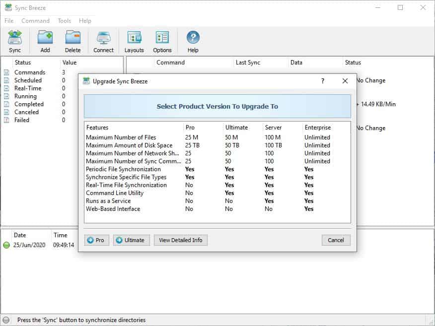 SyncBreeze free vs pro