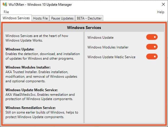 Wu10Man is an open source tool for disabling Windows 10 Updates