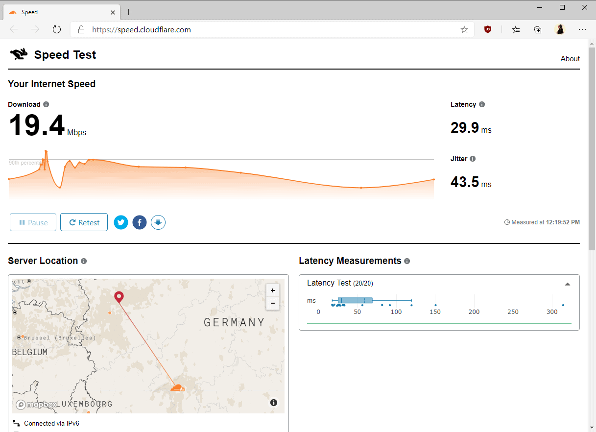 cloudflare speed test